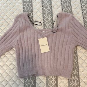 Bohme Lavender Women's fuzzy cropped Sweater large